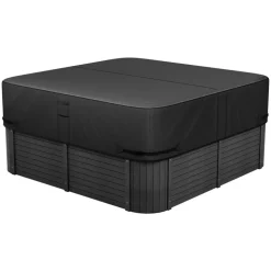 VEVOR Outdoor Hot Tub Cover, 95 x 95 x 20 Inch Weatherproof and Waterproof Hot Tub Cover Protector, 600D Heavy Duty Oxford Fabric and 950N Tearing Strength, Square Spa Covers for Hottub, Black