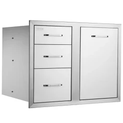 VEVOR Outdoor Kitchen Door Drawer Combo 29.5" W x 22.6" H x 21.7''D, Access Door/Triple Drawers with Propane Drawer and Adjustable Garbage Ring, Perfect for BBQ Island Patio Grill Station