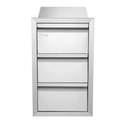 VEVOR Outdoor Kitchen Drawers 15" W x 25.4" H x 19" D, Box Frame Style Flush Mount BBQ Drawers with Stainless Steel Handle, BBQ Island Drawers for Outdoor Kitchens or Patio Grill Station