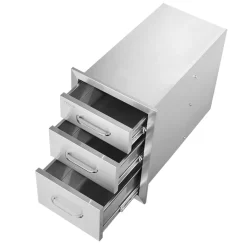 VEVOR Outdoor Kitchen Drawers 14" W x 20.3" H x 23" D, Flush Mount Triple Access BBQ Drawers Stainless Steel with Handle, BBQ Island Drawers for Outdoor Kitchens or Patio Grill Station