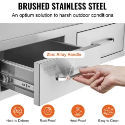 VEVOR Outdoor Kitchen Drawers 30" W x 10" H x 20" D, Horizontal Double BBQ Access Drawers Stainless Steel with Handle, BBQ Island Drawers for Outdoor Kitchens or Patio Grill Station