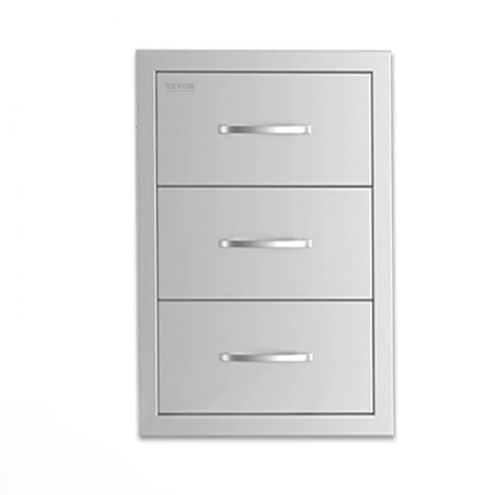VEVOR Outdoor Kitchen Drawer 16Wx24.4Hx16D Inch Stainless Steel Pull Out Trash Drawer with Handle for Outdoor Kitchen BBQ Island