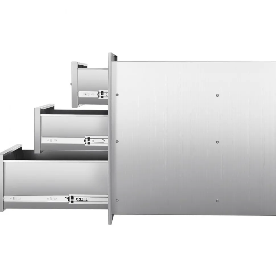 VEVOR Outdoor Kitchen Drawers 18.11"W x 23.23"D x 23.23"H, Triple-Access Stainless Steel BBQ Drawers with Handles, BBQ Island Drawer for Outdoor Kitchens or Barbeque Island Patio Grill Station