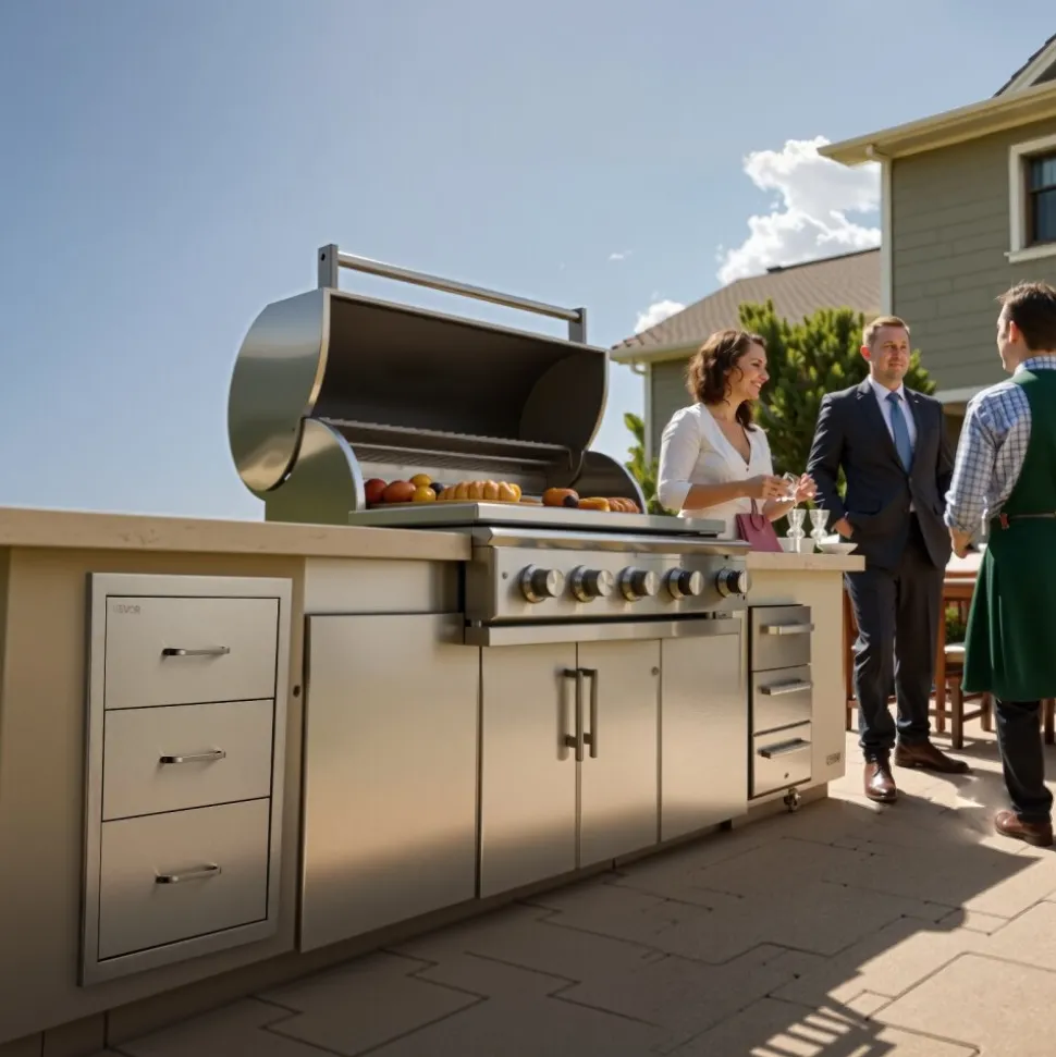 VEVOR Outdoor Kitchen Drawers 18.11"W x 23.23"D x 23.23"H, Triple-Access Stainless Steel BBQ Drawers with Handles, BBQ Island Drawer for Outdoor Kitchens or Barbeque Island Patio Grill Station