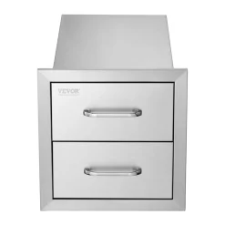 VEVOR Outdoor Kitchen Drawers 14W x 14.4H x 23D Inch, Flush Mount Double BBQ Drawers Stainless Steel with Handle, BBQ Island Drawers for Outdoor Kitchens or Grill Station