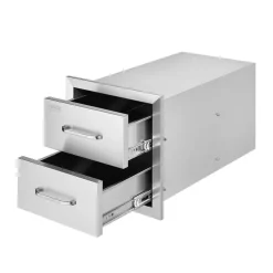 VEVOR Outdoor Kitchen Drawers 14W x 14.4H x 23D Inch, Flush Mount Double BBQ Drawers Stainless Steel with Handle, BBQ Island Drawers for Outdoor Kitchens or Grill Station
