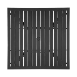 VEVOR Outdoor Patio Dining Table, 37 inch Square Metal Steel Slat Backyard Bistro Tables, with 1.5 in Umbrella Hole, Outside All-Weather Large Furniture for Lawn Garden Porch, Black