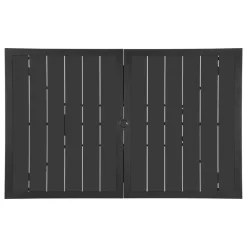 VEVOR Outdoor Patio Dining Table, 59 inch Long Rectangular Metal Steel Slat Backyard Bistro Tables for 4-6, with 1.5 in Umbrella Hole, All-Weather Large Furniture for Lawn Garden Porch, Black