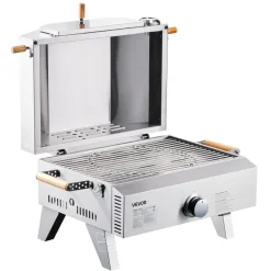 VEVOR Outdoor Pizza Oven, 13 in Gas Fired Pizza-Maker, Portable Outside Gas Oven with Thickened Cordierite Pizza-Stone, and Built-in Thermometer, Pizza or Grill Two Modes, for Camping & Backyard