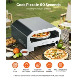 VEVOR Outdoor Pizza Oven, 16 in Propane Gas Pizza Maker, Portable Pizza-Cooker with Electric Rotation, Thickened Pizza-Stone, Carry Bag, Propane Pizza-Oven for Outside Backyard Patio Camping, Black