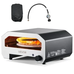 VEVOR Outdoor Pizza Oven, 16 in Propane Gas Pizza Maker, Portable Pizza-Cooker with Electric Rotation, Thickened Pizza-Stone, Carry Bag, Propane Pizza-Oven for Outside Backyard Patio Camping, Black