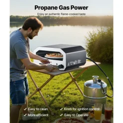 VEVOR Outdoor Pizza Oven, 16 in Propane Gas Pizza Maker, Portable Pizza-Cooker with Electric Rotation, Thickened Pizza-Stone, Carry Bag, Propane Pizza-Oven for Outside Backyard Patio Camping, Black