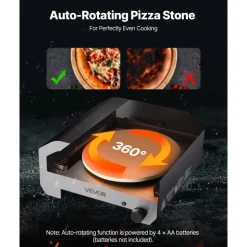 VEVOR Outdoor Pizza Oven, 16 in Propane Gas Pizza Maker, Portable Pizza-Cooker with Electric Rotation, Thickened Pizza-Stone, Carry Bag, Propane Pizza-Oven for Outside Backyard Patio Camping, Black
