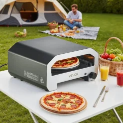 VEVOR Outdoor Pizza Oven, 16 in Propane Gas Pizza Maker, Portable Pizza-Cooker with Electric Rotation, Thickened Pizza-Stone, Carry Bag, Propane Pizza-Oven for Outside Backyard Patio Camping, Black