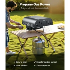 VEVOR Outdoor Pizza Oven, 12 in Propane Gas Pizza Maker, Portable Pizza-Cooker with  Electric Rotation, Thickened Pizza-Stone, Carry Bag, Propane Pizza-Oven for Outside Backyard Patio Camping, Black