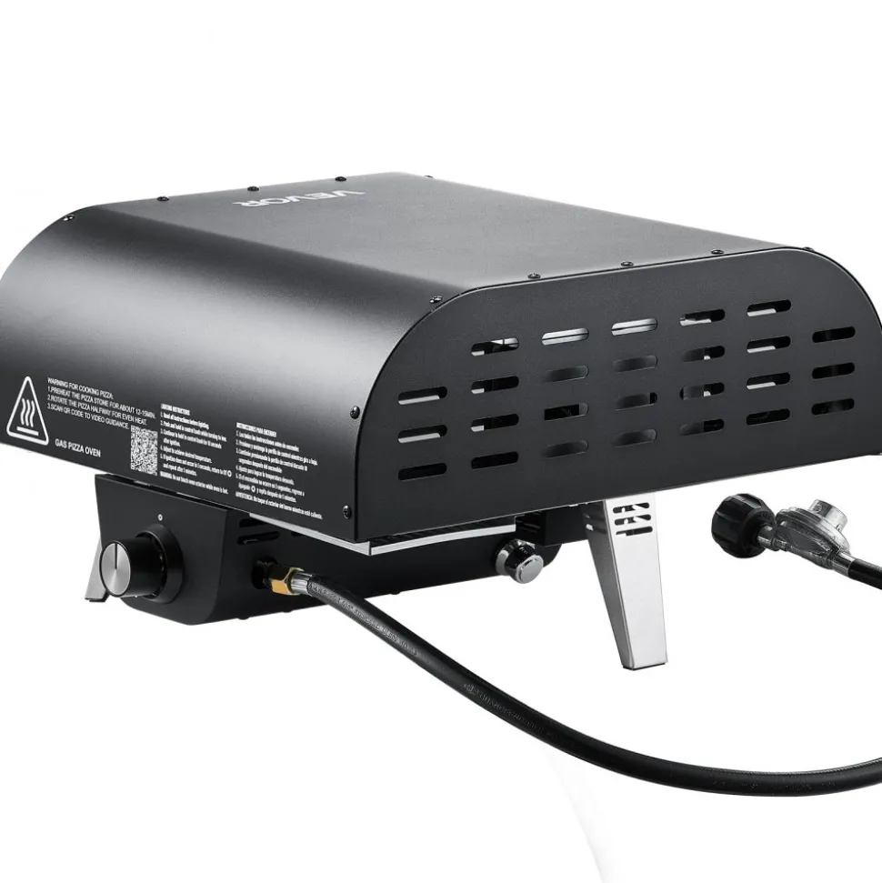 VEVOR Outdoor Pizza Oven, 12 in Propane Gas Pizza Maker, Portable Pizza-Cooker with Electric Rotation, Thickened Pizza-Stone, Carry Bag, Propane Pizza-Oven for Outside Backyard Patio Camping, Black