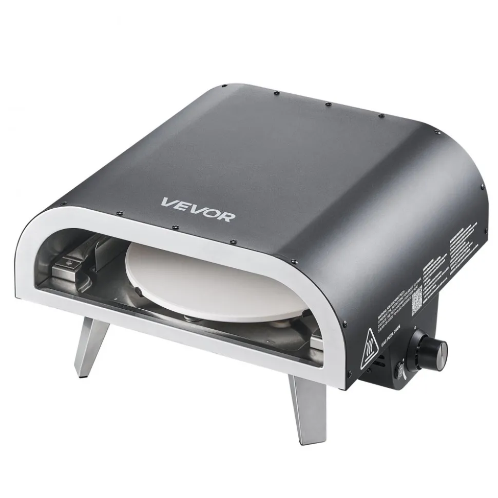 VEVOR Outdoor Pizza Oven, 12 in Propane Gas Pizza Maker, Portable Pizza-Cooker with Electric Rotation, Thickened Pizza-Stone, Carry Bag, Propane Pizza-Oven for Outside Backyard Patio Camping, Black