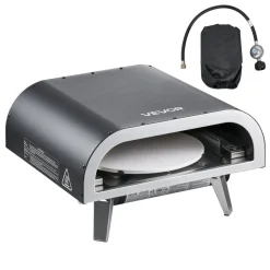 VEVOR Outdoor Pizza Oven, 12 in Propane Gas Pizza Maker, Portable Pizza-Cooker with Electric Rotation, Thickened Pizza-Stone, Carry Bag, Propane Pizza-Oven for Outside Backyard Patio Camping, Black
