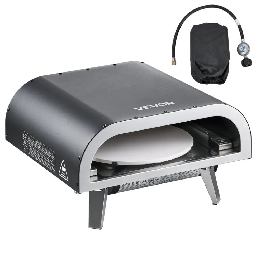 VEVOR Outdoor Pizza Oven, 12 in Propane Gas Pizza Maker, Portable Pizza-Cooker with Electric Rotation, Thickened Pizza-Stone, Carry Bag, Propane Pizza-Oven for Outside Backyard Patio Camping, Black