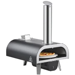 VEVOR Outdoor Pizza Oven, 12 in Wood Fired Pizza Ovens, Pellet Pizza-Stove with Thermometer & Electric Rotation, Portable Pizza-Maker for Outside Backyard Patio Camping, Pizza-Stone, Carry Bag, Shovel