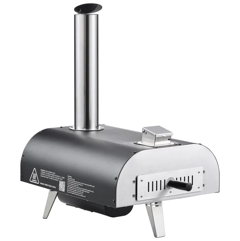 VEVOR Outdoor Pizza Oven, 12 in Wood Fired Pizza Ovens, Pellet Pizza-Stove with Thermometer & Electric Rotation, Portable Pizza-Maker for Outside Backyard Patio Camping, Pizza-Stone, Carry Bag, Shovel