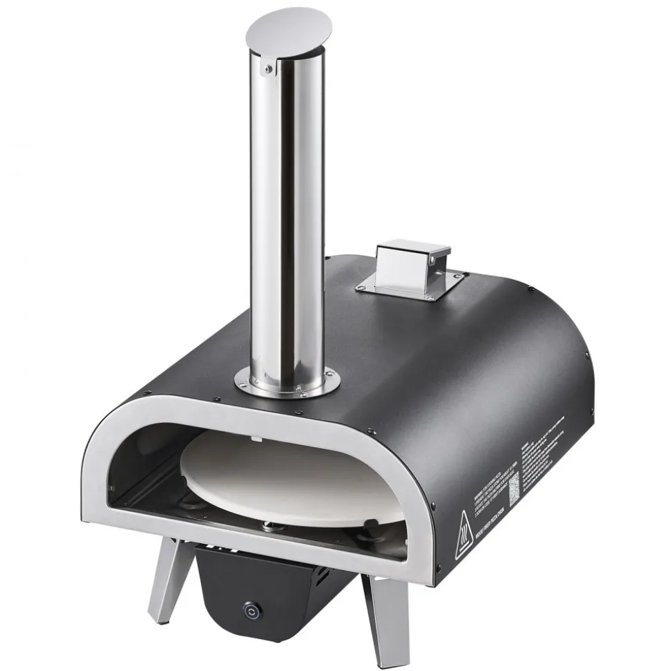 VEVOR Outdoor Pizza Oven, 12 in Wood Fired Pizza Ovens, Pellet Pizza-Stove with Thermometer & Electric Rotation, Portable Pizza-Maker for Outside Backyard Patio Camping, Pizza-Stone, Carry Bag, Shovel