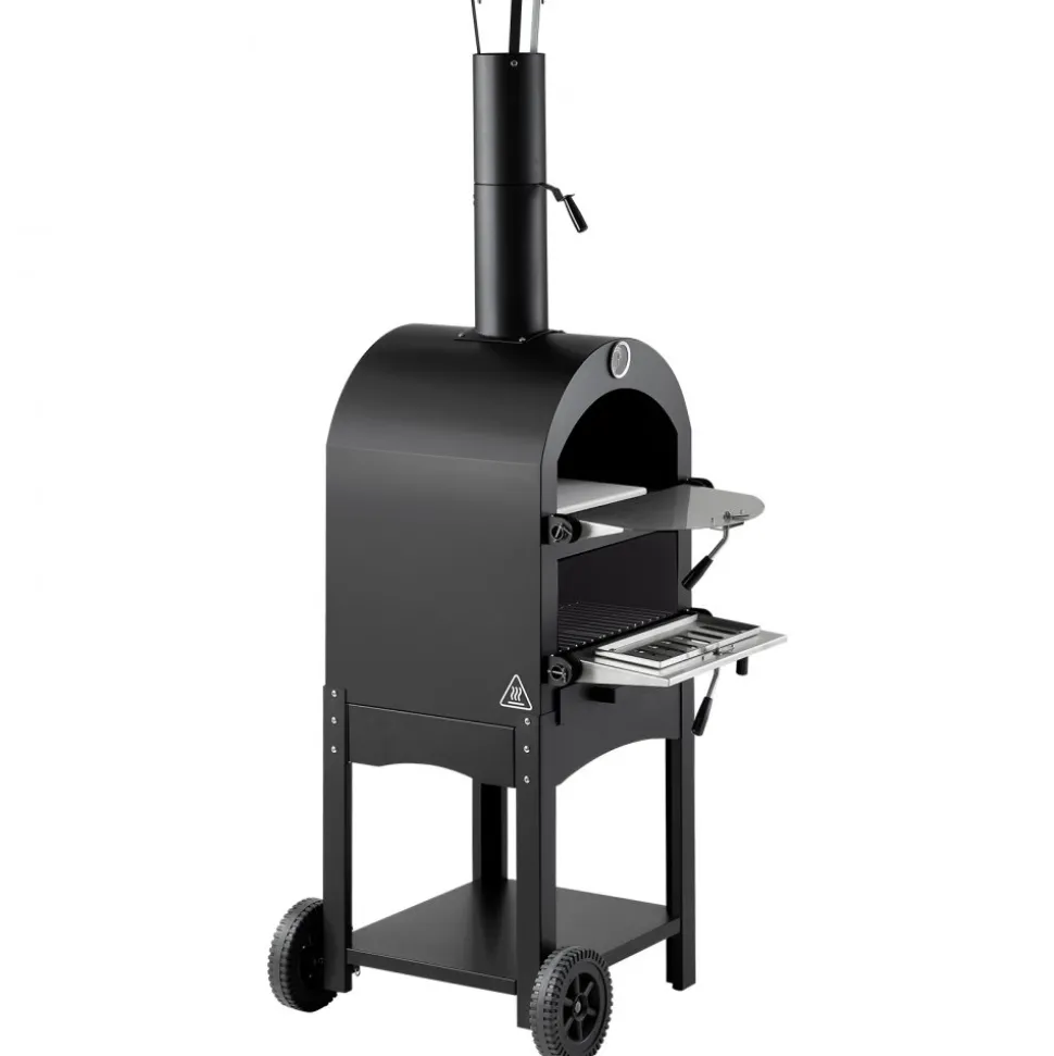 VEVOR Outdoor Pizza Oven, 12" Pellet Fire Ovens, 2-Layer Pizza Oven Wood Fired, Wood Burning Outdoor Pizza-Oven with 2 Removable Wheels, 1000℉ Max Temperature Fired Pizza-Maker Ovens for Barbecue