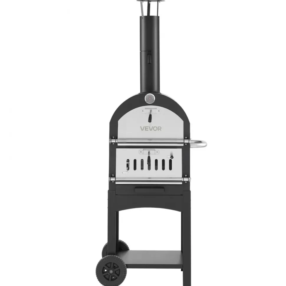 VEVOR Outdoor Pizza Oven, 12" Pellet Fire Ovens, 2-Layer Pizza Oven Wood Fired, Wood Burning Outdoor Pizza-Oven with 2 Removable Wheels, 1000℉ Max Temperature Fired Pizza-Maker Ovens for Barbecue