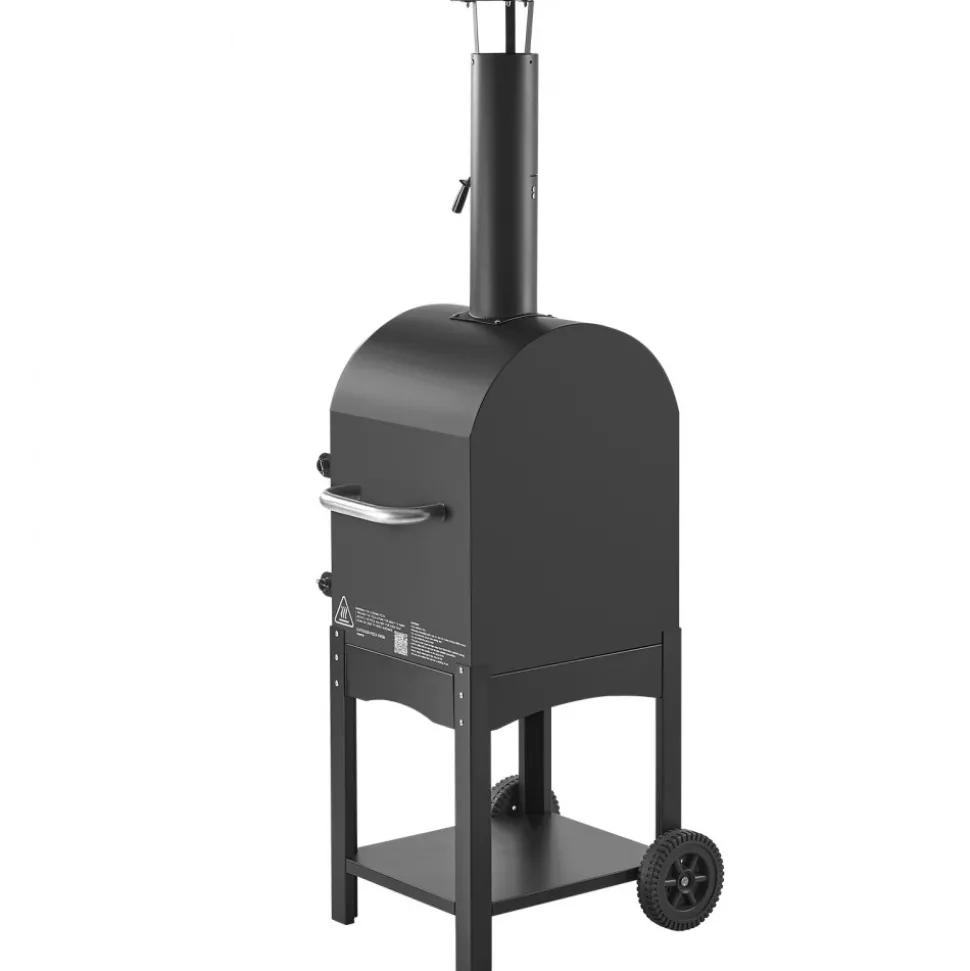 VEVOR Outdoor Pizza Oven, 12" Pellet Fire Ovens, 2-Layer Pizza Oven Wood Fired, Wood Burning Outdoor Pizza-Oven with 2 Removable Wheels, 1000℉ Max Temperature Fired Pizza-Maker Ovens for Barbecue