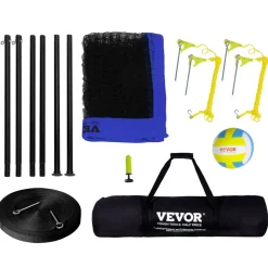 VEVOR Outdoor Portable Volleyball Net System, Adjustable Height Aluminum Poles, Professional Volleyball Set with PVC Volleyball, Pump, Carrying Bag, Heavy Duty Volleyball Net for Backyard, Beach, Lawn