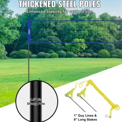 VEVOR Outdoor Portable Volleyball Net System, Adjustable Height Aluminum Poles, Professional Volleyball Set with PVC Volleyball, Pump, Carrying Bag, Heavy Duty Volleyball Net for Backyard, Beach, Lawn