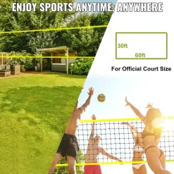 VEVOR Outdoor Portable Volleyball Net System, Adjustable Height Steel Poles, Professional Volleyball Set with PVC Volleyball, Pump, Carrying Bag, Heavy Duty Volleyball Net for Backyard, Beach, Lawn