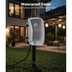 VEVOR Outdoor Power Stake, 25 FT Extension Cord, Outdoor Power Strip Weatherproof with Cover and Overload Protection, 6 Outlets, 15A/1875W, Waterproof Multi-Outlet Yard Stake for Christmas Lights