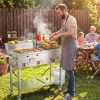 VEVOR Outdoor Propane Fryer & Griddle Combo, 3 Burners (11,600 BTU Each), Commercial Stainless Steel Frying Cart with Wheels, 2 Fryer Baskets & 3 Food Pans, for Hot Dogs, Fried Chicken, Fries, Meats