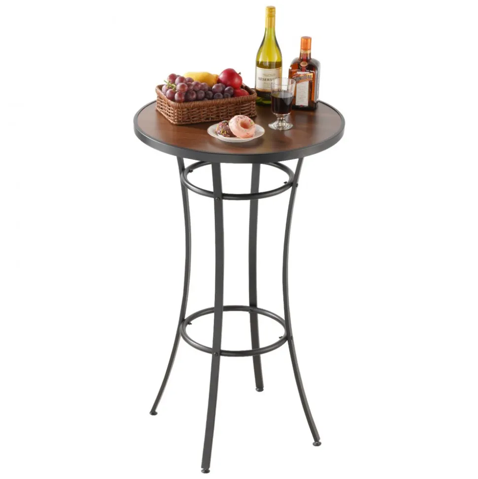 VEVOR Outdoor Round Bar Table, 23.7 in Counter Bar Height Bistro Table, Patio Dining Tables with Easy-to-Clean Top & Sturdy Metal Frame, Indoor High Top Pub Tables for Small Places, Kitchen