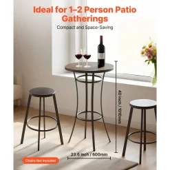 VEVOR Outdoor Round Bar Table, 23.7 in Counter Bar Height Bistro Table, Patio Dining Tables with Easy-to-Clean Top & Sturdy Metal Frame, Indoor High Top Pub Tables for Small Places, Kitchen