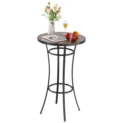 VEVOR Outdoor Round Bar Table, 23.7 in Counter Bar Height Bistro Table, Patio Dining Tables with Easy-to-Clean Top & Sturdy Metal Frame, Indoor High Top Pub Tables for Small Places, Kitchen