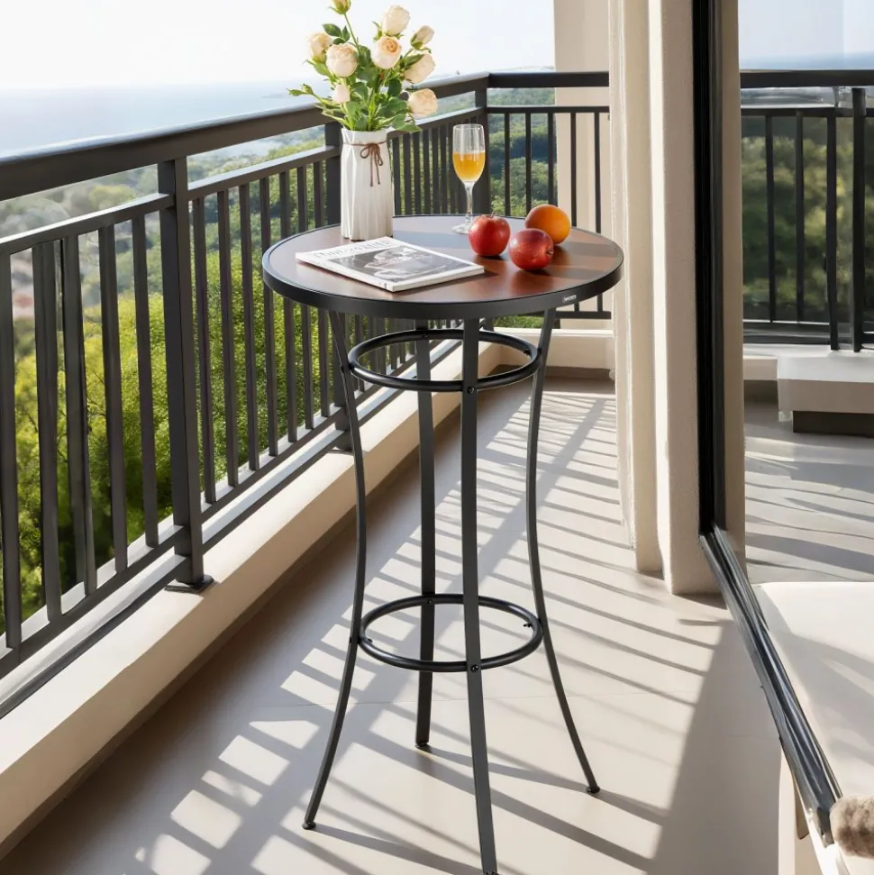 VEVOR Outdoor Round Bar Table, 23.7 in Counter Bar Height Bistro Table, Patio Dining Tables with Easy-to-Clean Top & Sturdy Metal Frame, Indoor High Top Pub Tables for Small Places, Kitchen