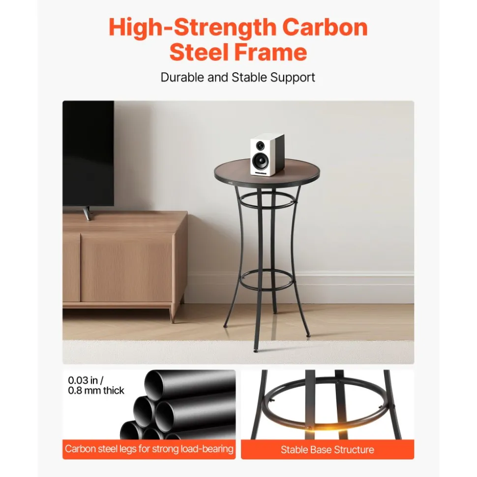 VEVOR Outdoor Round Bar Table, 23.7 in Counter Bar Height Bistro Table, Patio Dining Tables with Easy-to-Clean Top & Sturdy Metal Frame, Indoor High Top Pub Tables for Small Places, Kitchen