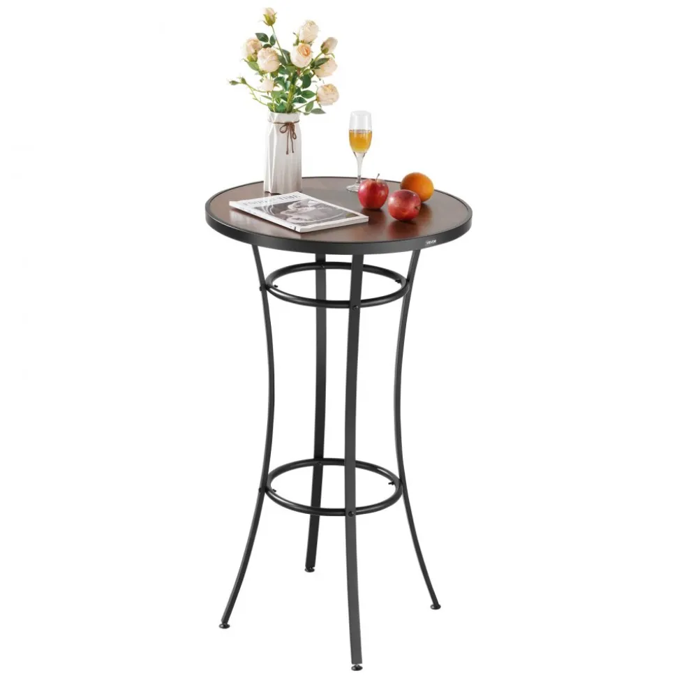 VEVOR Outdoor Round Bar Table, 23.7 in Counter Bar Height Bistro Table, Patio Dining Tables with Easy-to-Clean Top & Sturdy Metal Frame, Indoor High Top Pub Tables for Small Places, Kitchen