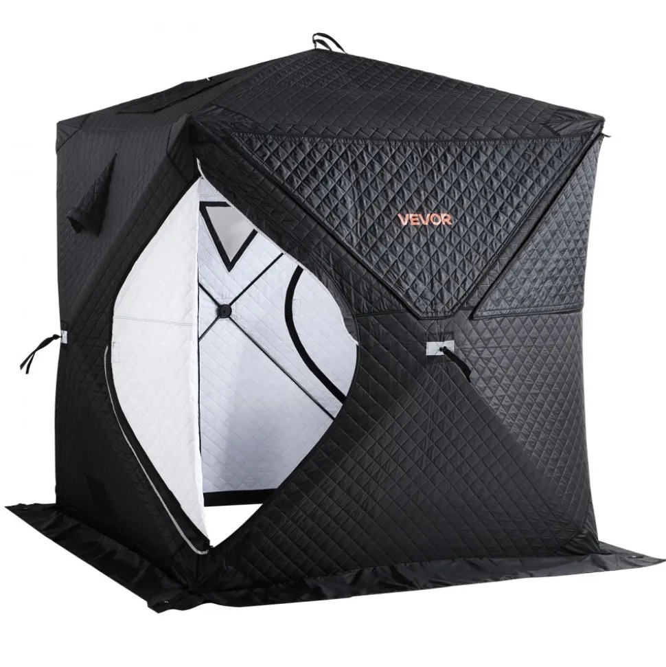 VEVOR Outdoor Sauna Tent Pro, Portable Steam & Dry Sauna for 4 Persons, Heavy-Duty Oxford Cloth & Carbon Steel, Easy Setup for Camping, Backyard, or Home Gym,Easy Setup(Black)