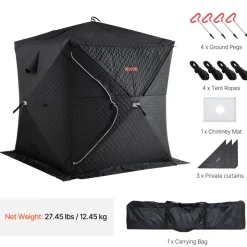VEVOR Outdoor Sauna Tent Pro, Portable Steam & Dry Sauna for 4 Persons, Heavy-Duty Oxford Cloth & Carbon Steel, Easy Setup for Camping, Backyard, or Home Gym,Easy Setup(Black)