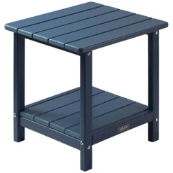 VEVOR Outdoor Side Table, 17.72W x 14.96D x 17.32H Inch, Double Layer HDPE Outside End Table for Easy Maintenance, Withstand Harsh Weather, Fit for Patio, Pool, Beach, Porch, Indoor, Backyard, Blue