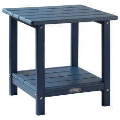 VEVOR Outdoor Side Table, 17.72W x 14.96D x 17.32H Inch, Double Layer HDPE Outside End Table for Easy Maintenance, Withstand Harsh Weather, Fit for Patio, Pool, Beach, Porch, Indoor, Backyard, Blue