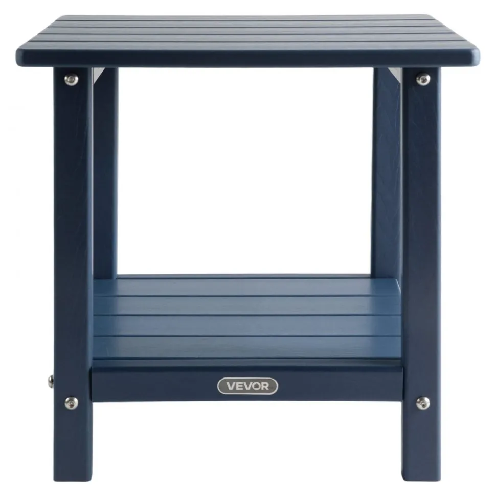 VEVOR Outdoor Side Table, 17.72W x 14.96D x 17.32H Inch, Double Layer HDPE Outside End Table for Easy Maintenance, Withstand Harsh Weather, Fit for Patio, Pool, Beach, Porch, Indoor, Backyard, Blue