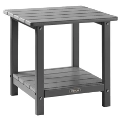 VEVOR Outdoor Side Table, 17.72W x 14.96D x 17.32H Inch, Double Layer HDPE Outside End Table for Easy Maintenance, Withstand Harsh Weather, Fit for Patio, Pool, Beach, Porch, Indoor, Backyard, Grey