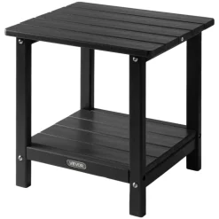 VEVOR Outdoor Side Table, 17.72W x 14.96D x 17.32H Inch, Double Layer HDPE Outside End Table for Easy Maintenance, Withstand Harsh Weather, Fit for Patio, Pool, Beach, Porch, Indoor, Backyard, Black
