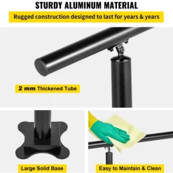 VEVOR Outdoor Stair Railing Kit, 3 FT Handrails 1-3 Steps, Adjustable Angle Black Aluminum Stair Hand Rail for The Elderly, Handrails for Outdoor Steps