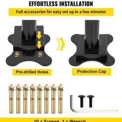 VEVOR Outdoor Stair Railing Kit, 3 FT Handrails 1-3 Steps, Adjustable Angle Black Aluminum Stair Hand Rail for The Elderly, Handrails for Outdoor Steps