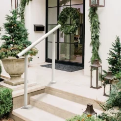VEVOR Outdoor Stair Railing Kit, 3 FT Handrails 2-3 Steps, Adjustable Angle White Aluminum Stair Hand Rail for The Elderly, Handrails for Outdoor Steps